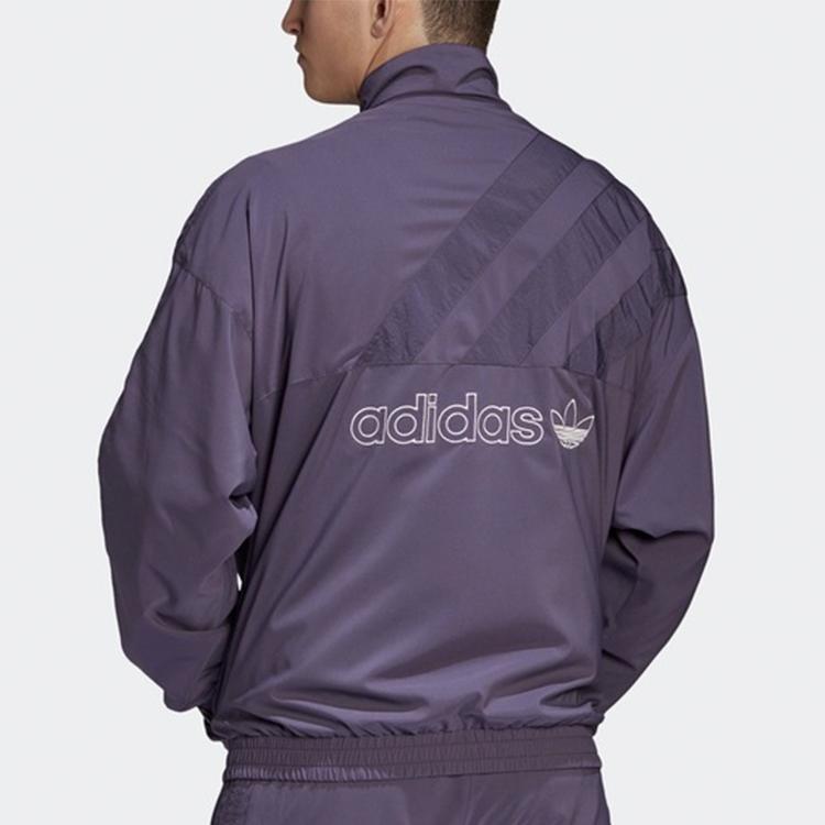 Adidas Originals Trefoil Logo Print Stand Collar Sports Jacket Men Jackets Purple GL6157