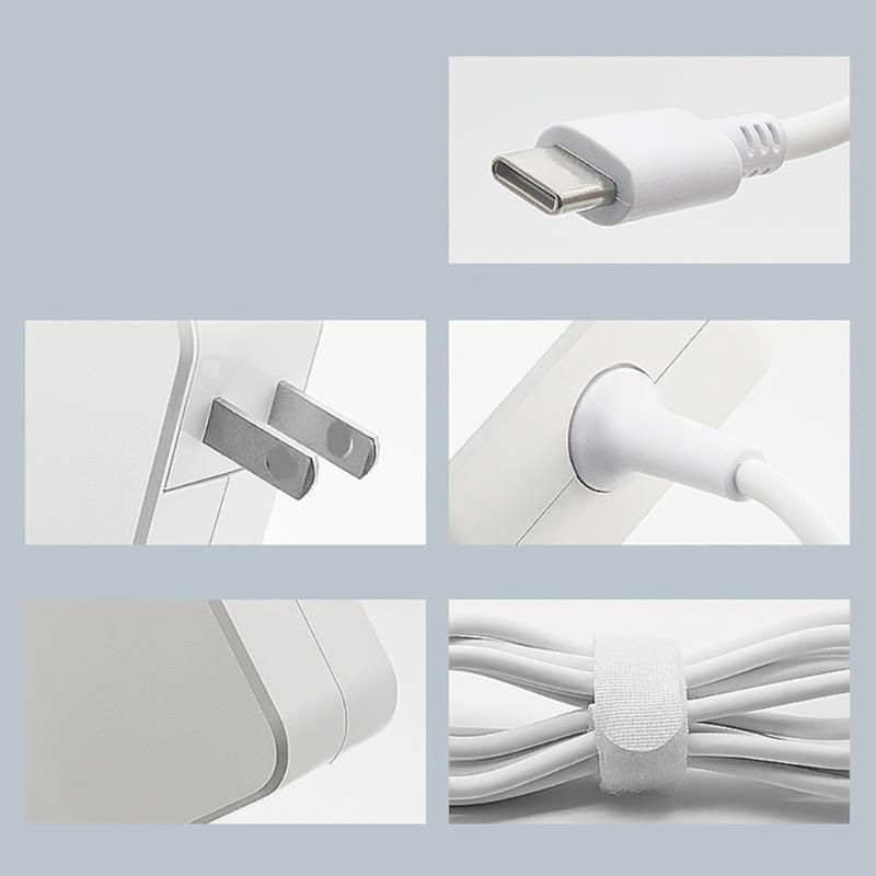 Large Power 65W Charger Adapter Line Wide Compatibility Portable Travel Charging Adapter Cable Cord White