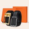 Luxury Men's Top Layer Cowhide Belt with Pin & Automatic Alloy Buckle - Fashionable Business Trousers Accessory