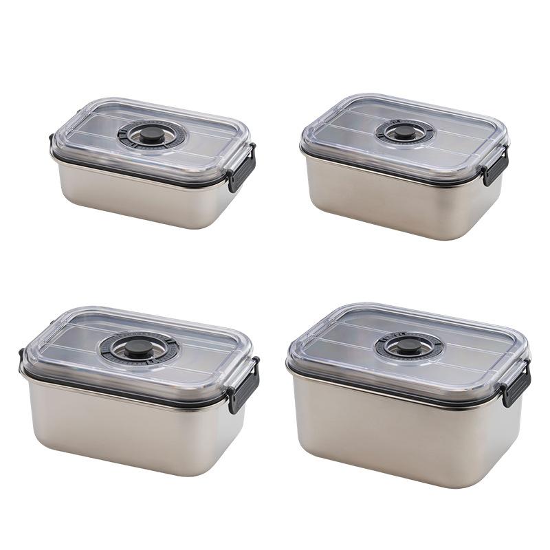 Stainless Steel Fresh-keeping Box Household Refrigerator Sealed Food Storage Container Slight Vacuum Crisper Kitchen Organizer