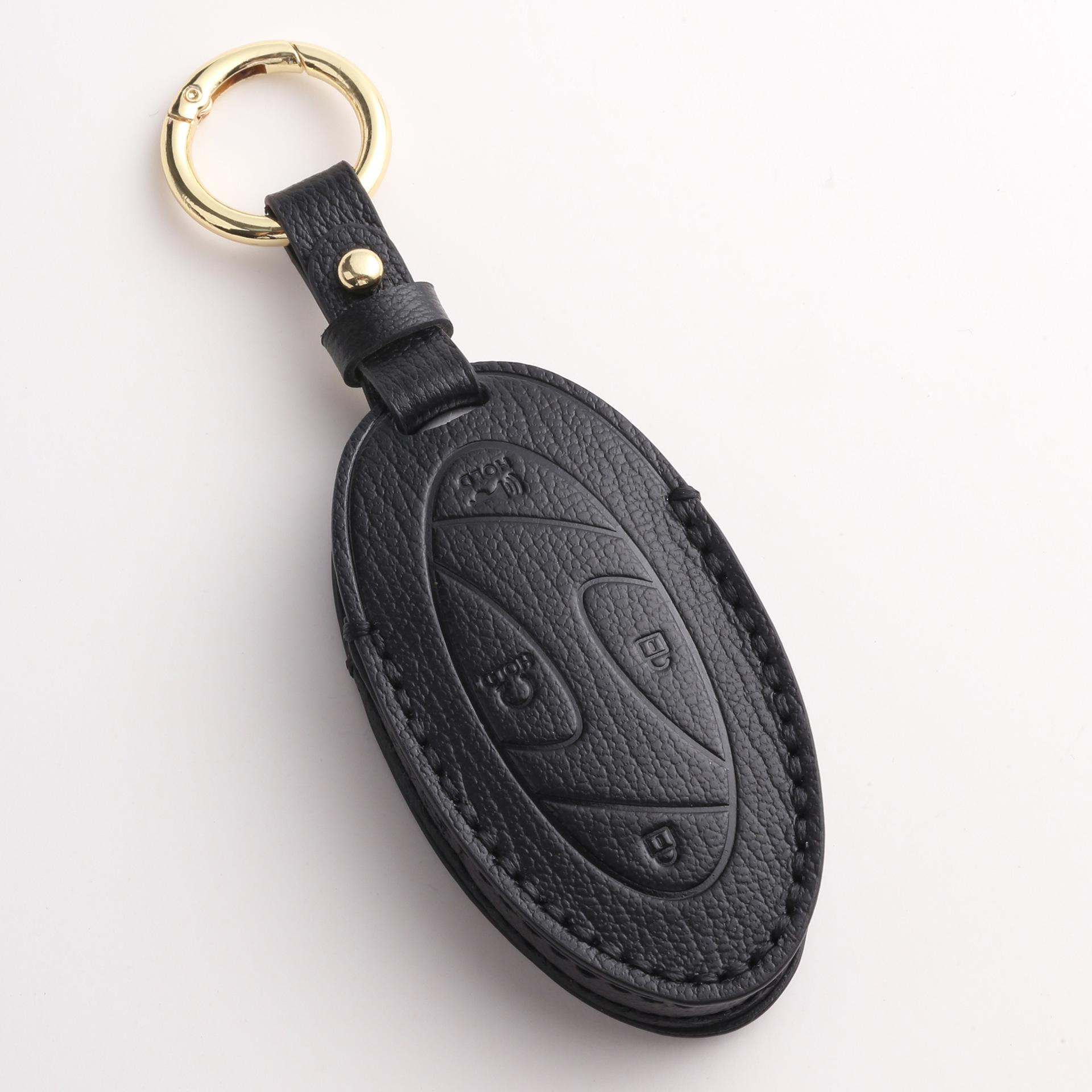 

Индивидуализированный защитный чехол для ключа автомобиля подходит для высококачественных кожаных чехлов ручной работы для корейских моделей Hyundai чёрный