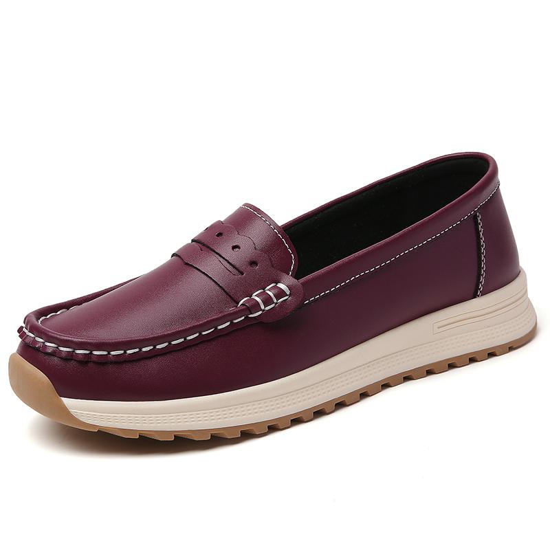100% Genuine Leather Women's Large-sized Casual Sports Shoes, Loafers, Fashionable, Comfortable and Lightweight Leather Shoes