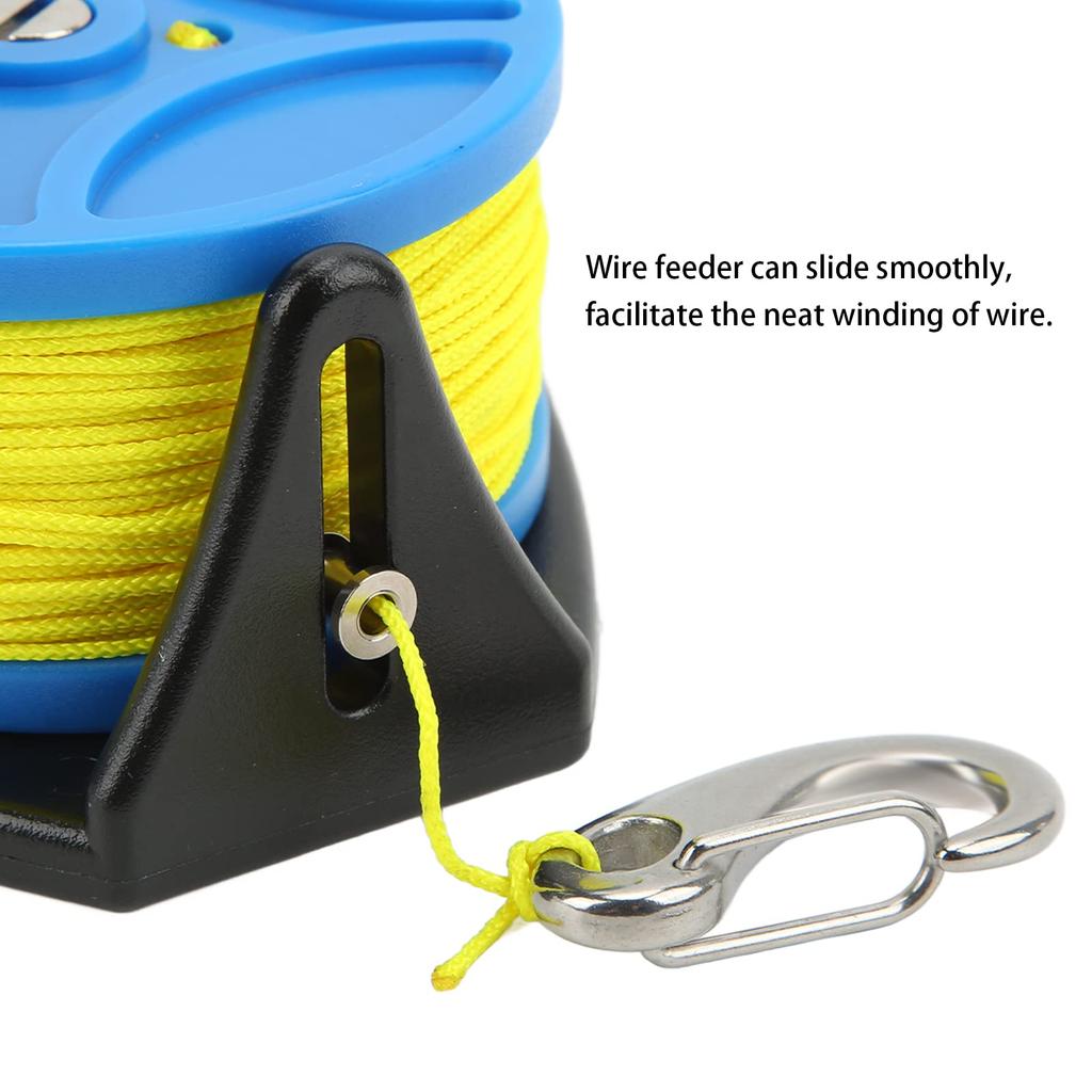 Anchor Rope Diving Anchor Rope Finger Reel with 83m Wire for Cave Expulsion Diving Reel, Reel, Spool, Multi-Purpose Clip, (Blue Wheels)