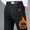 Elastische Jeans mit hoher Taille für Herren: Knitterfreie, dicke Hose für Herbst und Winter