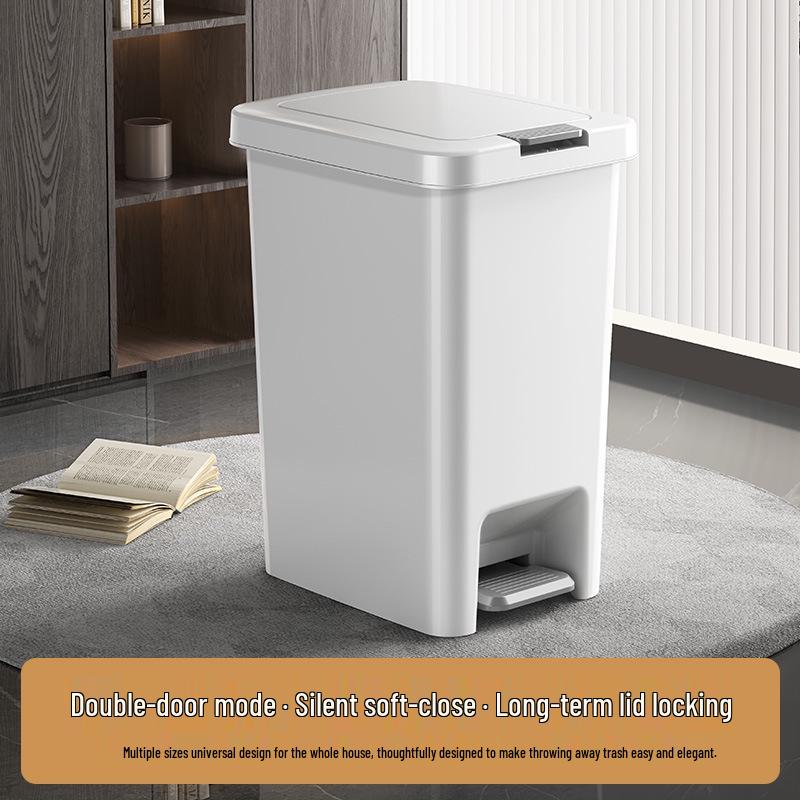 High-End Minimalist Trash Can with Lid & Foot Pedal for Bathroom, Kitchen, or Bedroom 10L бело-серый