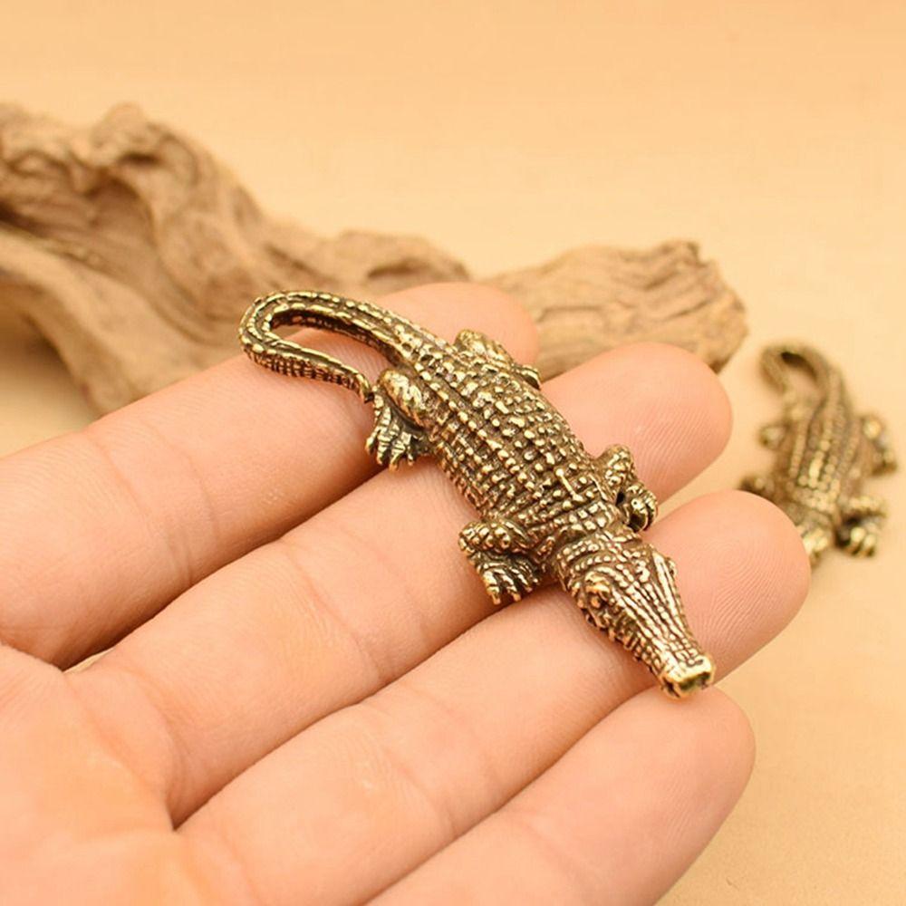 Small Animal Model Antique Brass Figurine Scary Alligator Ornaments  Home Decor
