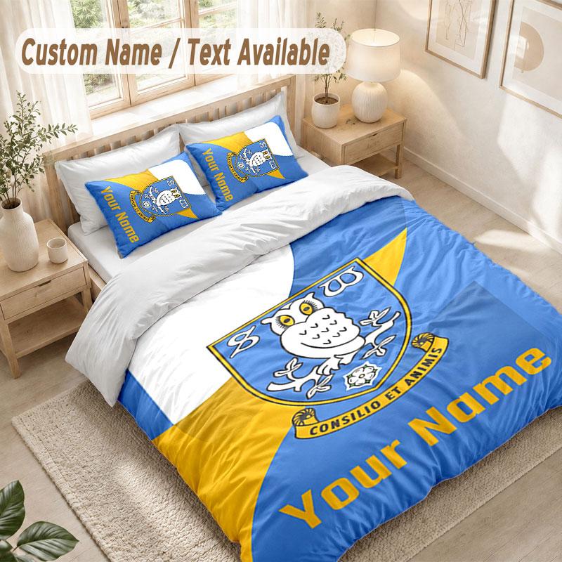 Custom Name Bedding Set 3 PiecesSheffield Wednesday FC Print Duvet Cover + 2 Pillowcases Soft Bed Decor