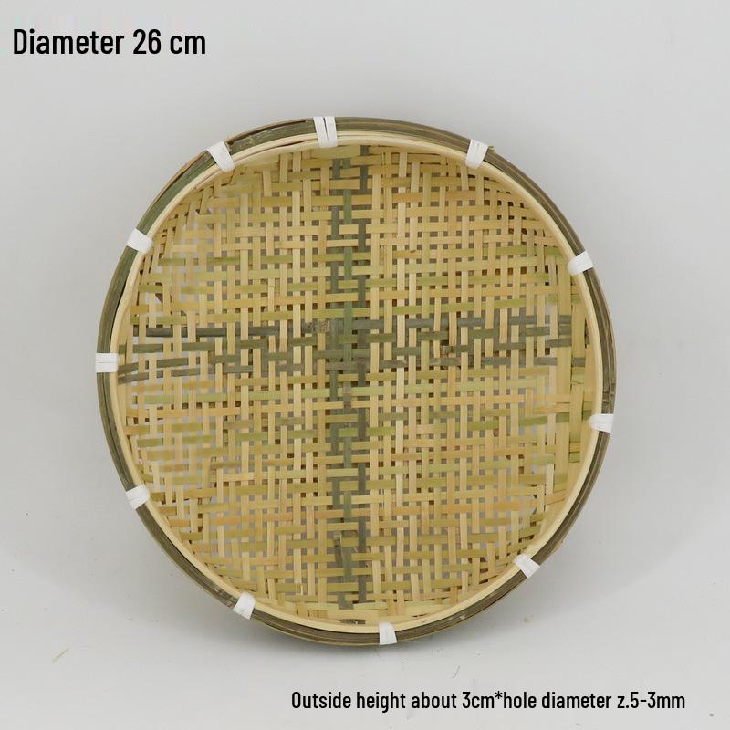 Blue Bamboo Weaving Sieve for Drying Tea, Dried Goods, and Rice - Round Winnowing Basket Tray