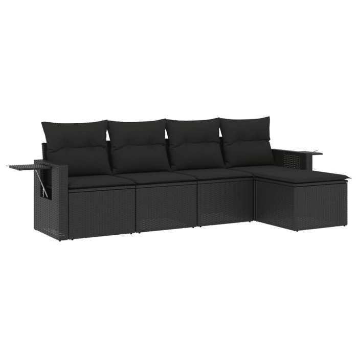 VidaXL Garden Lounge Set with Cushions 5 Pcs, Patio Sofas, Patio Furniture Set, Outdoor Furniture, Black 3220084