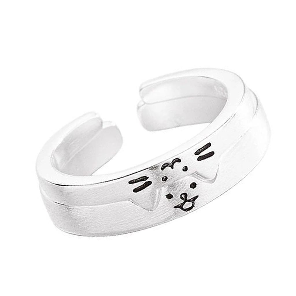 2pcs Adjustable Cute Cats and Dog Cartoon Ring for Women Adjustable Size Friendship Ring Fashion Engagement Jewelry