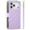 For iPhone 17 Pro Case Zipper Wallet Rhombus PU Leather Crossbody Phone Cover