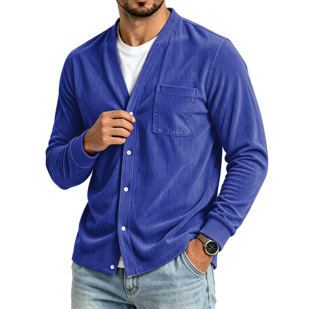Men's Casual Color Loose Fit Top with Pockets