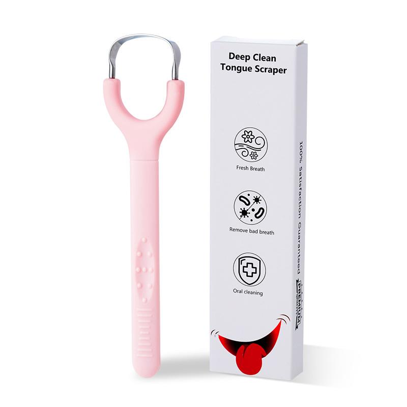 Tungeskrape i rustfritt stål Tungeluktfjerner Åpning Dyp håndtak U-formet Åpen tungeskrape Munnrengjøring