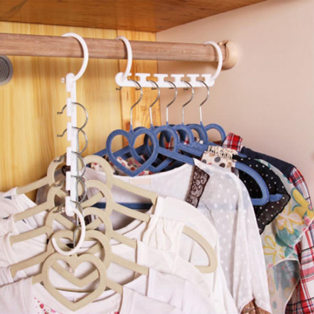 8pcs/set Clothes Hangers Rack Wardrobes Closet Clothing Hook Space Saver