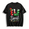 Elf Squad Christmas Themed Print Festive Holiday Top Pure Cotton T-shirt