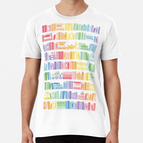 Rainbow Books Shelf Pattern (Black Backgroun S To 5XL Made In the AU/USA T-Shirt