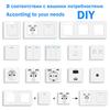 EIOMR EU Standard 16A Tempered Crystal Glass Panel Wall Socket Power Outlet Electrical Plug with Usb 5V 2100mA Ac110-250V White