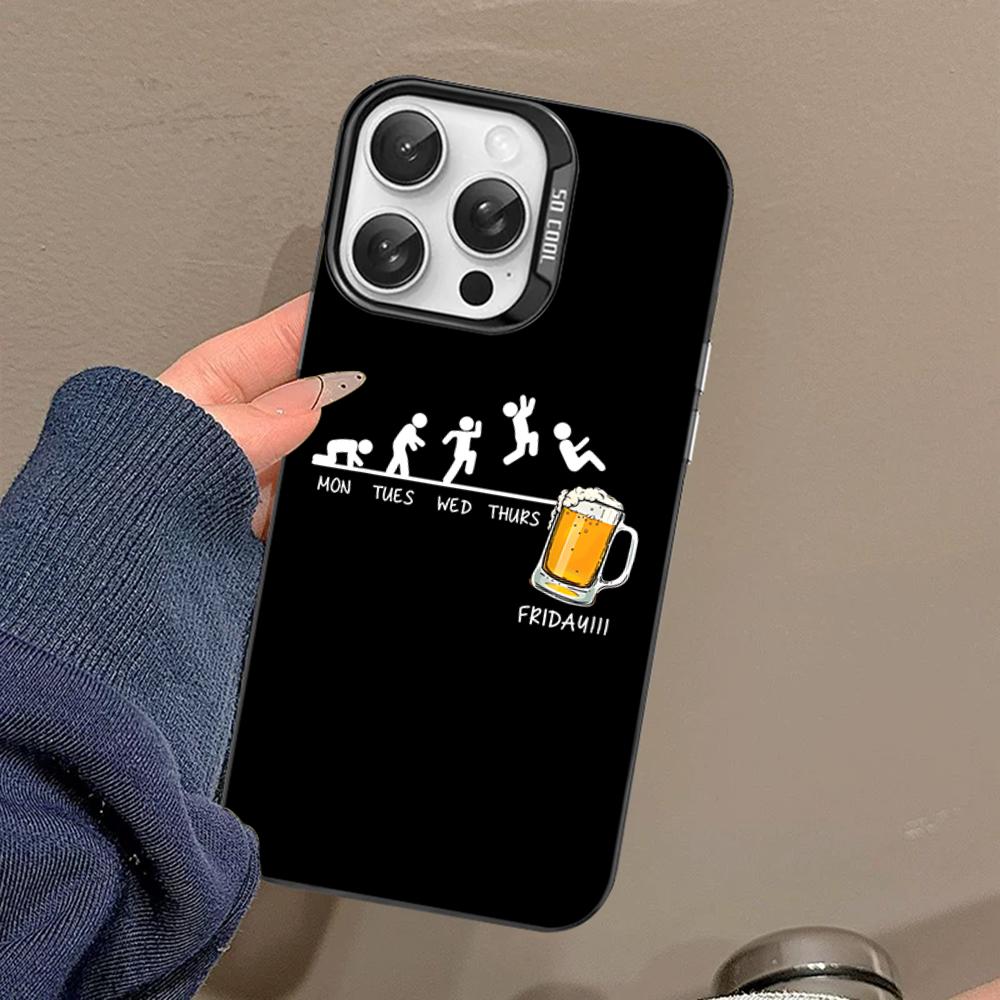 Beer Print Phone Case For IPhone 16 15 14 13 12 11 Pro Max X XR XSMAX 8 7 Plus Matte Shockproof Back Cover