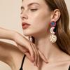 Flower Shape Stud Earrings Enamel Material Bohemian Earrings Stylish Geometric Earrings  For Women