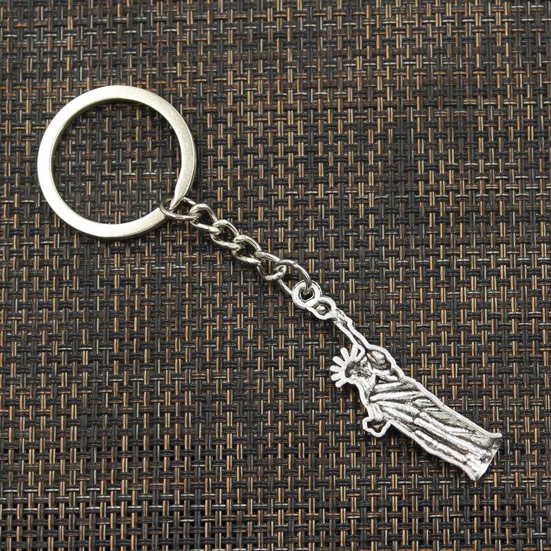 Mode 30mm Schlüsselanhänger Metall Schlüsselanhänger Schlüsselanhänger Schmuck Antik Bronze Freiheitsstatue New York 49x14mm Anhänger