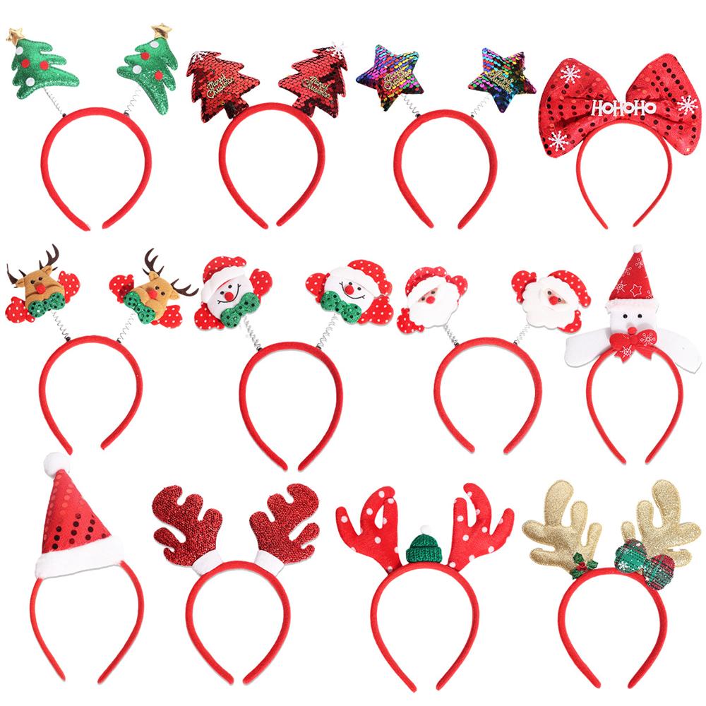 Deer Antlers Headband Long-Lasting Snowman Headband Christmas Tree Headband Glittering For Adult Christmas Parties