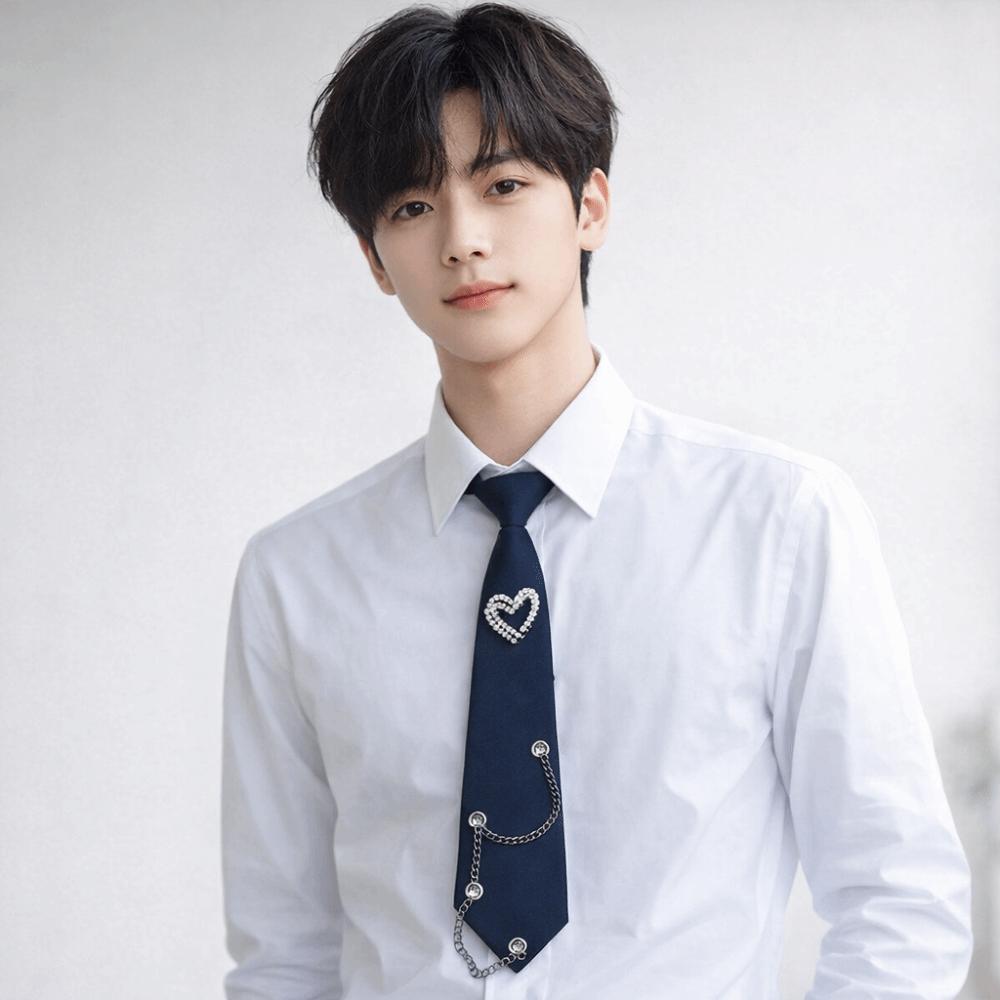 Tassels Long Necktie Black Shirt Tie Elegant Love Heart Tie  Students