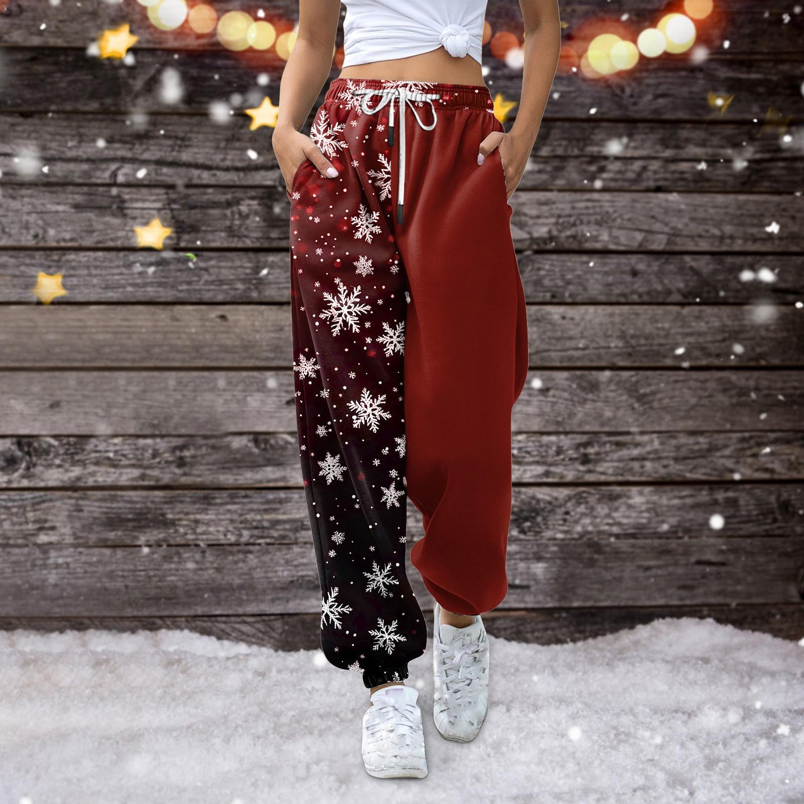 

Женские повседневные модные спортивные штаны с рождественским принтом повседневные брюки XL