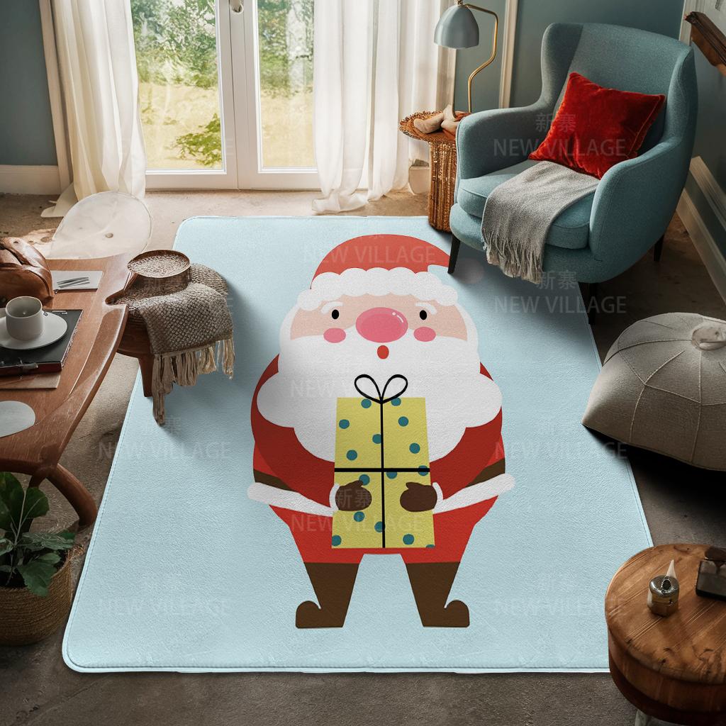 House Entrance Carpet Home Door Mat Living Room Bath Foot Bathroom Non-slip Water Absorption Rugs Bath Merry Christmas Winter