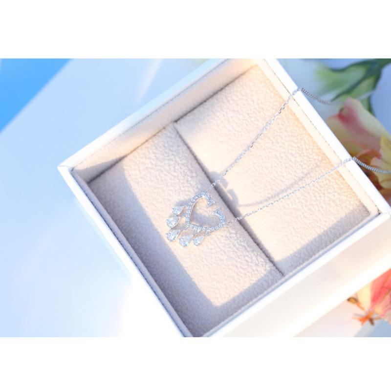 Tassel Necklace Platinum Heart Shaped Super Flash Diamond Clavicle Chain Real Diamond Gold Pendant Women