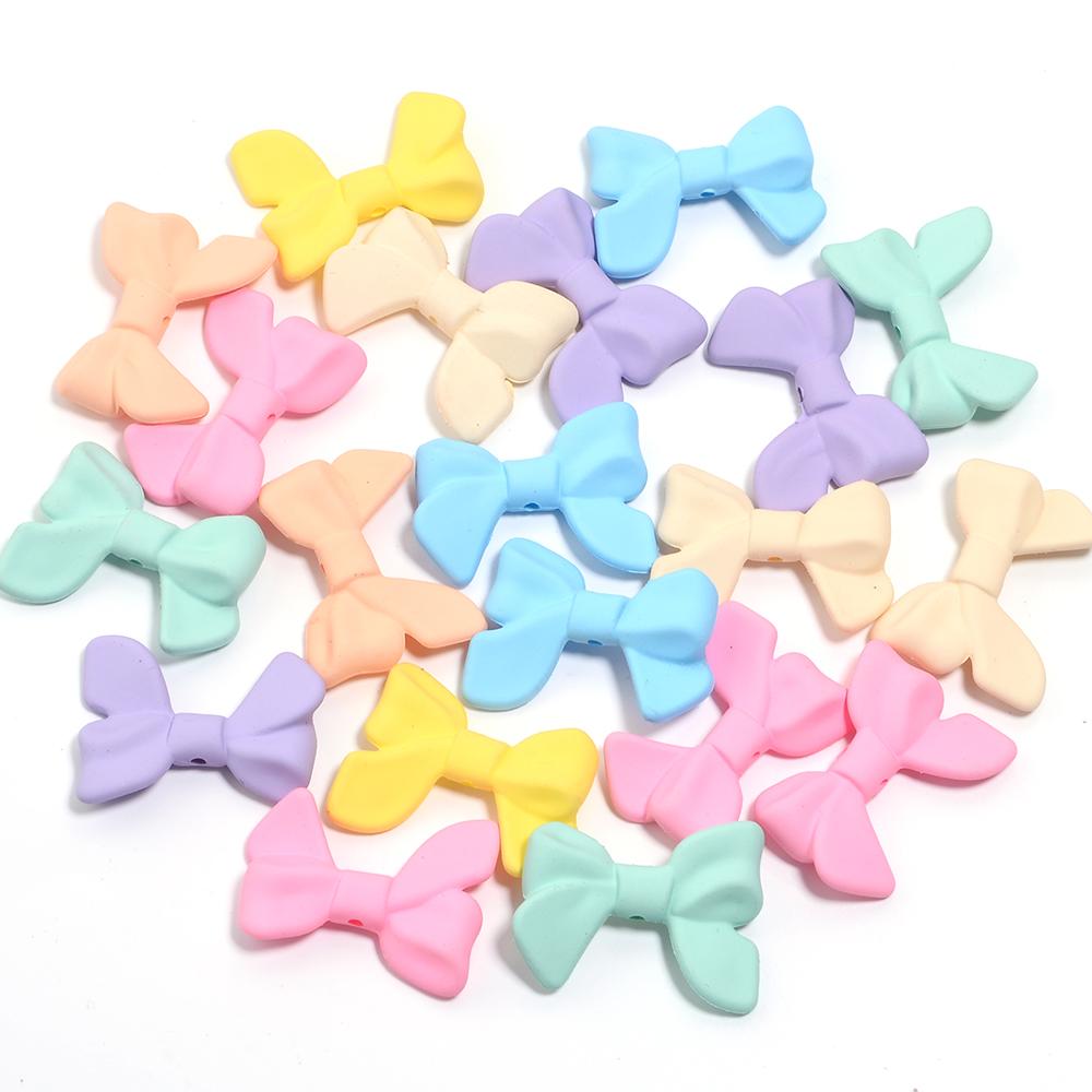 20Pcs Acrylic Beads Colored Spray Paint Heart Bow Shape Loose Spacer Beads For DIY Charm Phone Chains Bracelet Jewelry Gift