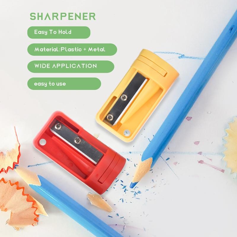 Carpenter Pencil Sharpener- 4 Pack Manual Pencil Sharpener For Flat Carpenter Pencils , Portable Pencil Sharpening Tool