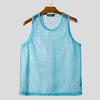 INCERUN Men O Neck Sleeveless Mesh Sheer Hollow Crochet Casual Beach Tank Tops