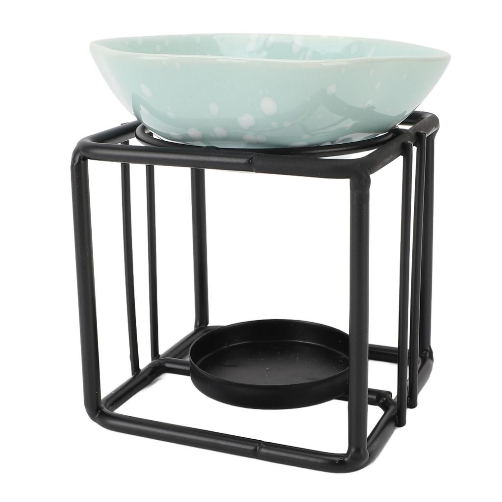 Kube Jernkunst Aromaterapi Brenner Sett Metall Eterisk Olje Brenner Keramisk Telysholder Olje