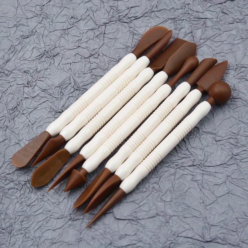 8pcs Plastic Clay Sculpting Tools Set-Uncharged Pottery & Resin Craft Shaping Spatulas, Carving Knives, and Detail Needles.