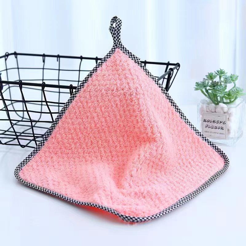 5pcs Kitchen Daily Dish Towel Cloth Kitchen Rag Non-stick Oil Thickened Table Cleaning Cloth Double-layer Absorbent Microfiber