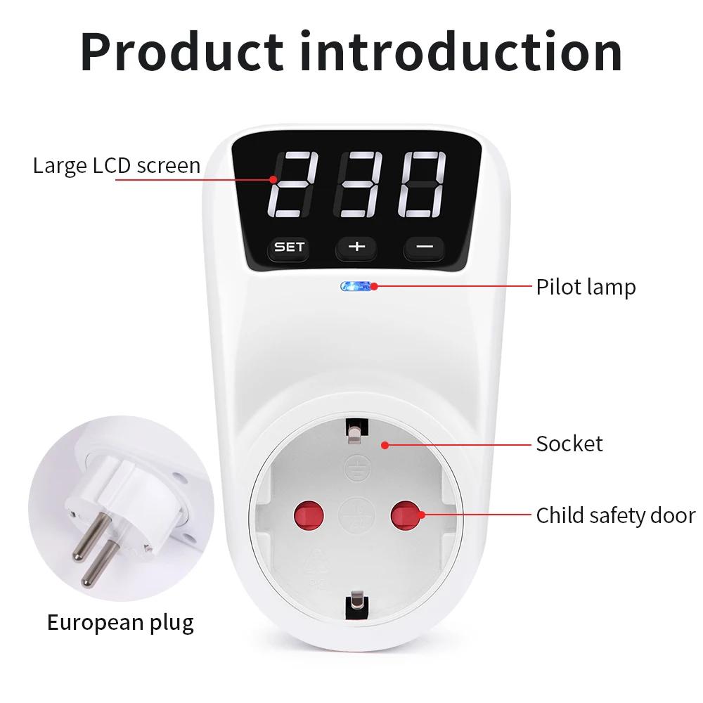 Digital Automatic Voltage Protector Socket 230V Household Overcurrent Voltage Relay Protector Outlet HLP02