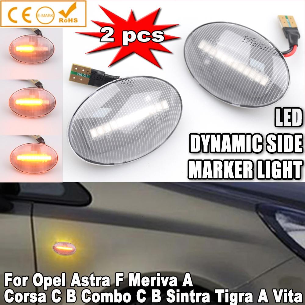 

For Opel Corsa B 1993- Combo C 20012002 2003 2004- 2011 2Pieces Led Dynamic Side Marker Lamps Indicator Turn Signal Light Dynamic Crystal