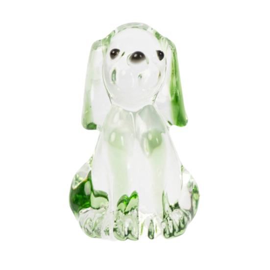 Hand Blown Mini Glass Dog Figurine Handmade Faux Crystal Cute Dog Statue Collectible Animal Ornament for Home Decor Pet Lover Gifts