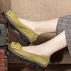 Cowhide women's shoes soft sole shallow mouth flat heels comfortable mother shoes flower single shoes round head middle heel Doudou shoes