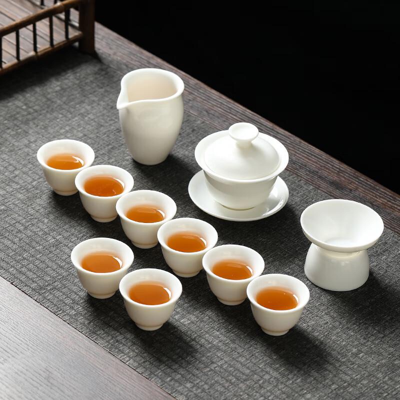 MULTIPOTENT Chinese Mutton-Fat Jade Porcelain Kung Fu Tea Set