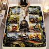 Train Blanket Vintage Locomotive Art Soft Fleece Throw Gift Home Decor Railroad Theme