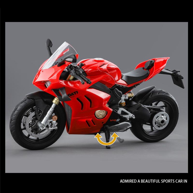 Large Size 1/9 Ducatis Panigale V4S Alloy Racing Motorcycle Simulation Diecast Metal Street Motorcycle Model with Light Kid Gift