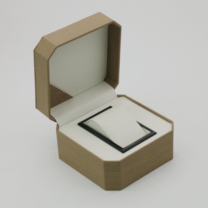 Rounded Corner PU Leather Single Watch Storage Box with Threaded Flip Cover