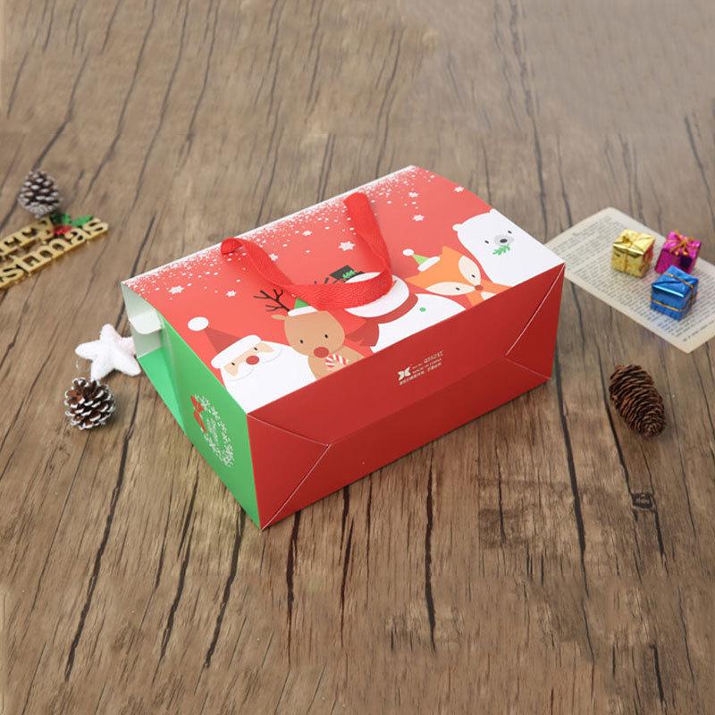 Christmas Gift Christmas Eve Apple Packaging Paper Box Cartoon Style Holiday Handheld Gift Box Mall Window Decor Christmas Box