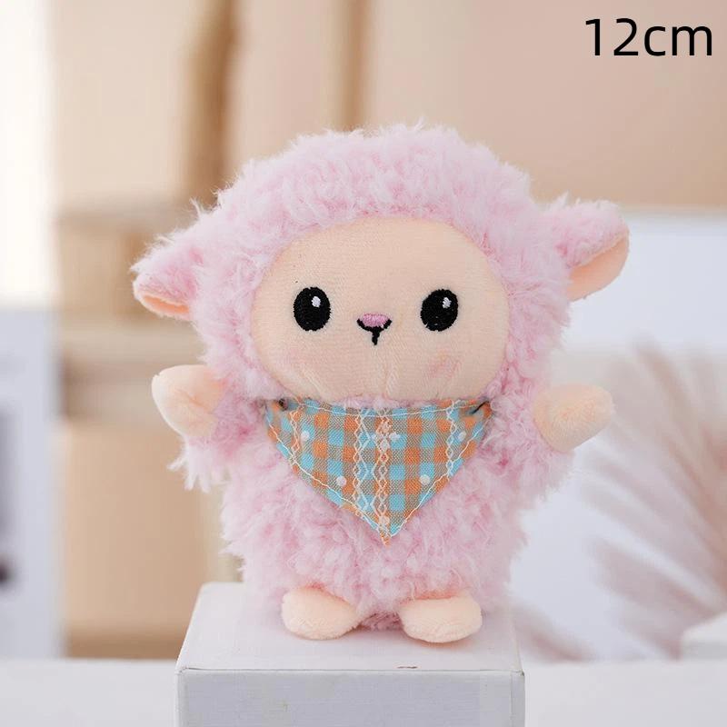 Cute Plush Bib Sheep Keychain Cartoon Animal Stuffed Charm for Backpack Decoration Girls Easter Gift