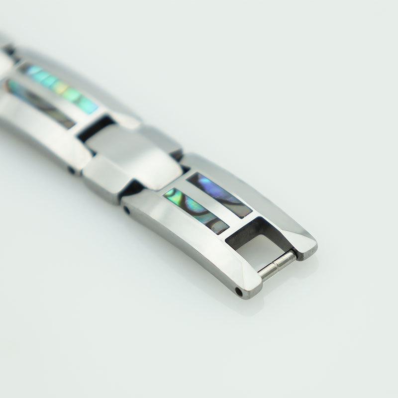 Simple Men'S Tungsten Steel Ceramic Epoxy Bracelet, Inlaid With Wood Shell Bracelet, Finely Polished Surface, Export