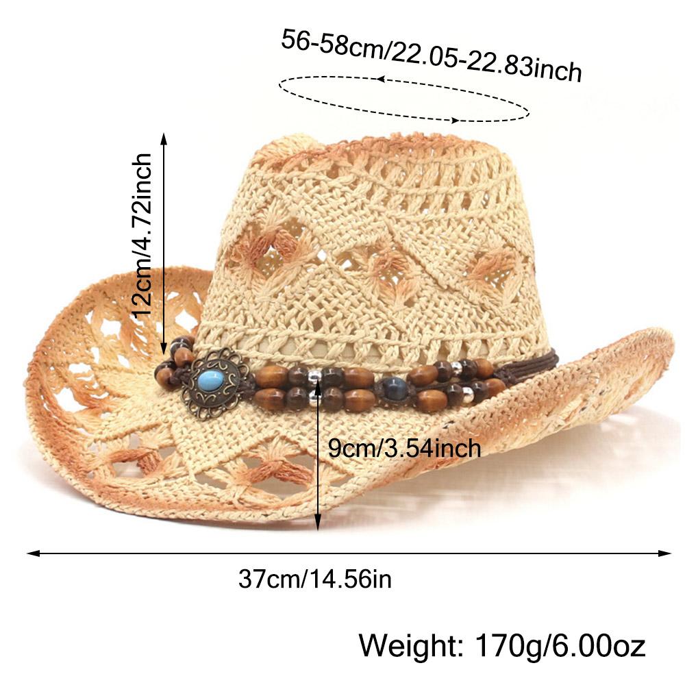 with Vintage Decorative Bands Beach Sun Hat Wide Brim Western Cowgirl Hat Cowboy Hat for Holiday