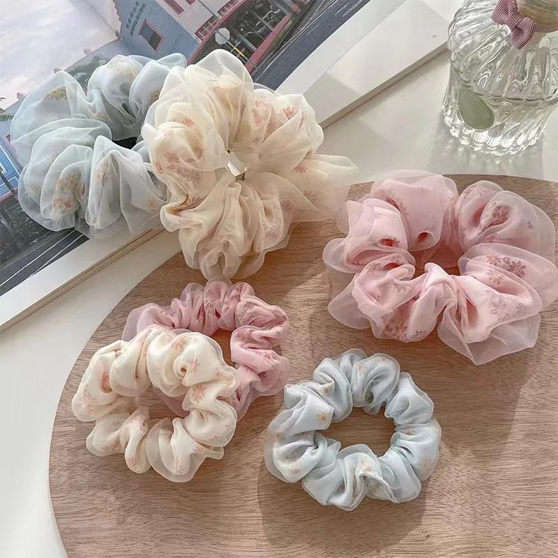 Net Gauze Texture Large Intestine Hair Band Bun Hairstyle Female Hair Tie Fashionable and Fresh Style Hair Tie Creative Headwear