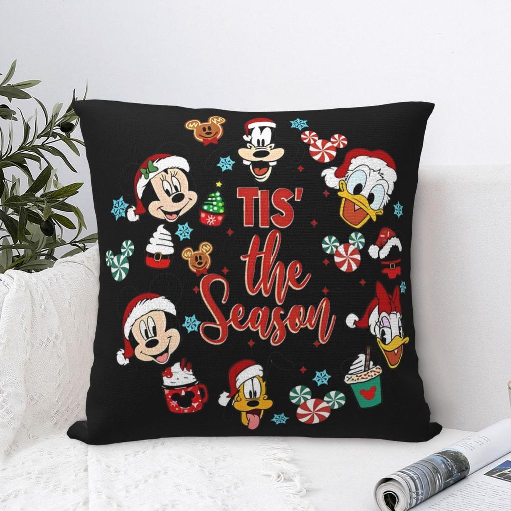 Kawaii Mickey Mouse Christmas Pillowcase Double-sided Printing Cushion Cover Decorations Pillow Case Cover Home Square 18''