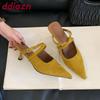 Fashion 2025 New Footwear Thin Heels Women Pumps Slides Shoes Female Shallow Mules Fashion Pointed Toe Ladies Heeled Sandals Shoes